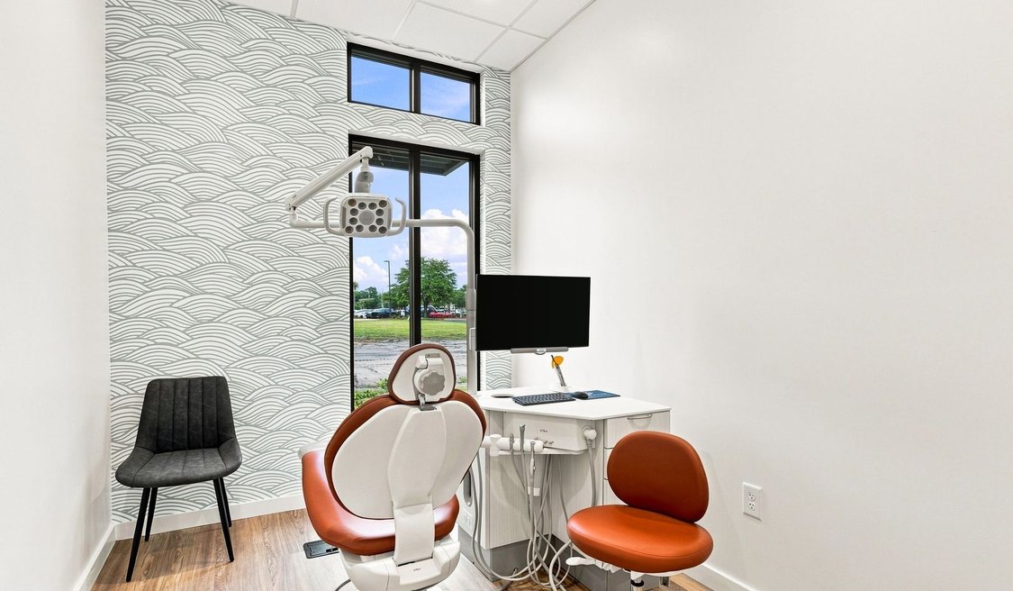 Treatment chair in a Cape Fear Orthodontics exam room